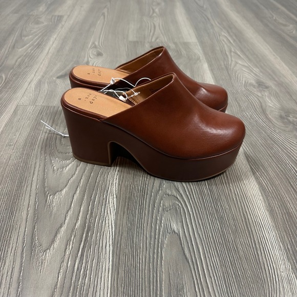 A New Day Platform Brown Mules - SIZE US 6.5 Boho Faux Leather NWT - Picture 2 of 5